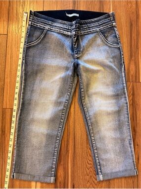 Maurices Black and Light Blue Jeans with Branded Waistband